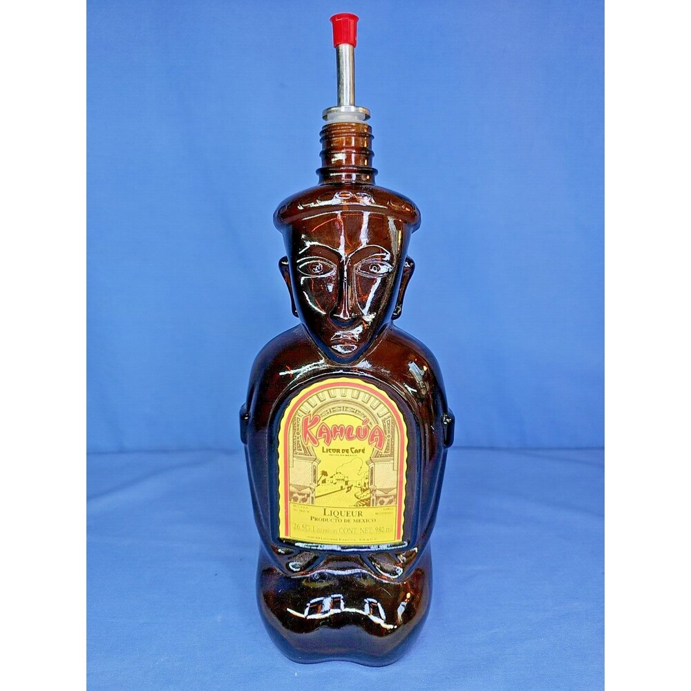 Coffee Liquor KAHLUA Bottle Aztec Decanter Mexico Made 980ml 34 oz VTG Heritage